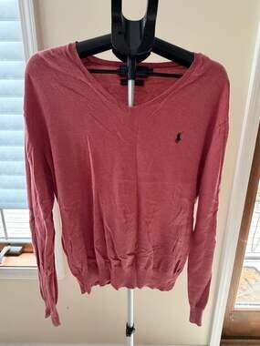 Polo Ralph Lauren Men's Pima Cotton V-Neck Sweater in Rose Pink